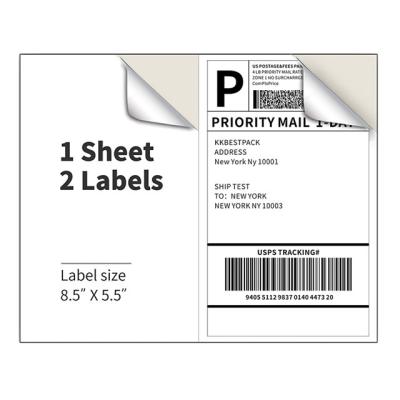 China Compatible with laser and inkjet printers Shipping Labels for Laser and Inkjet Printers 2 Per Page Self Adhesive Mailing Labels 8.5