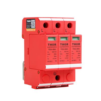 China SPD 60KA 3P Surge Protection Device AC Surge Lighting Protection TRS4-B60-3P for sale