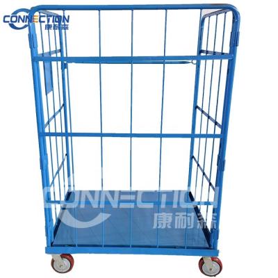 China Foldable Industrial Logistic Storage Roll Cart Cage With Four Wheel for sale