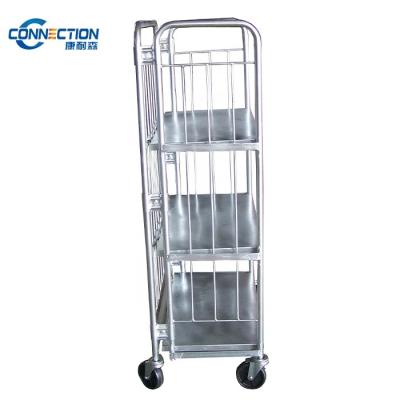 China Easy Folding Warehouse Trolley Cart Steel Nest Folding Away Shelf Truck Mesh Storage Logistics Vehicles for sale