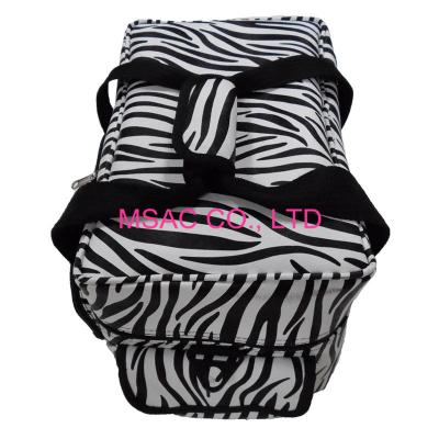 China Custom Zebra Print Makeup Case , Fabric Zebra Makeup Bag L 320 X W 220 X H 240mm for sale