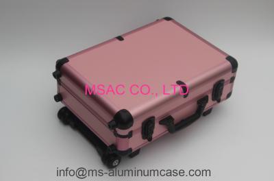 China Pink Aluminum Makeup Case With Light , Fireproof Luggage Makeup Case for sale