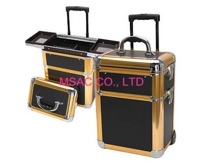 China Professional  Aluminum Cosmetic Train Cases,Aluminum Cosmetic Trolley Cases for sale