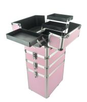 Cina 4 in 1 cassa di alluminio del carrello di trucco in cassa rosa del carrello di trucco di colore di rosa pro in vendita