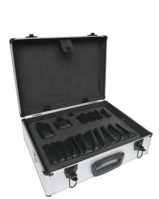 China Silver Aluminum Tool Carry Case With Tool Panel Interior Black Lockable Carrying Boxes for sale