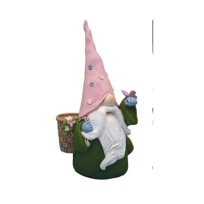 China Creative China rose hat resin sculpture gnome cartoon take a flower pot decoration gift for garden for sale