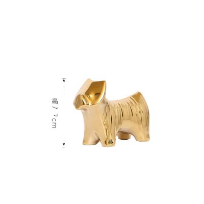 China Nordic Europe Creative Gold Plated Ceramic Dog Decoration For Bedroom for sale