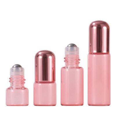 China Cosmetic 1ml 2ml 3ml 5ml rose gold mini roll on glass bottle for essential oil for sale