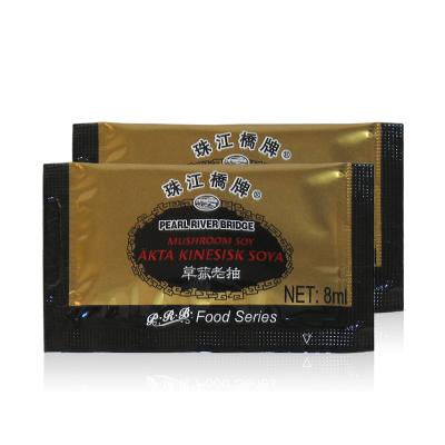 China Wholesale PRB 8ml Black Mushroom Flavored Pearl River Bridge 8mlx500 Plastic Bags Top Dark Soy Sauce for sale