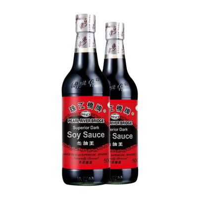 China Pearl River Bridge 500ml Salsa OEM Factory 500mlx12 Bottle Top Dark Soy Sauce for sale