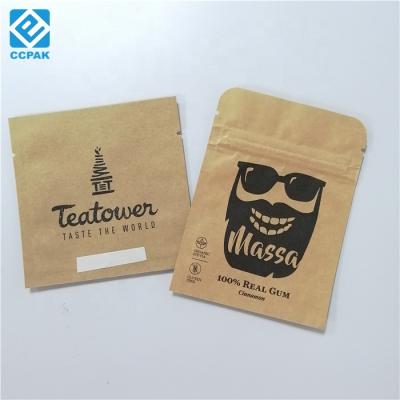 China BIODEGRADABLE small zip lock eco-friendly reusable kraft paper bags with logo printing for gum/packaging candy/gummy bears for sale