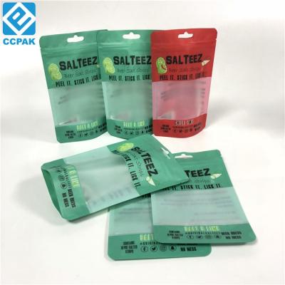 China Moisture Proof Stand Up Plastic Transparent Zipper Bags With Clear Windows Gummy Bear Candy Sample Powders Packets for sale