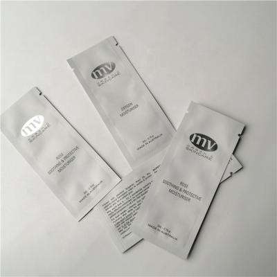 China 3ml 5ml sample cosmetics moisture proof foil pouches three side sealed foil moisturizer cream packets for sale