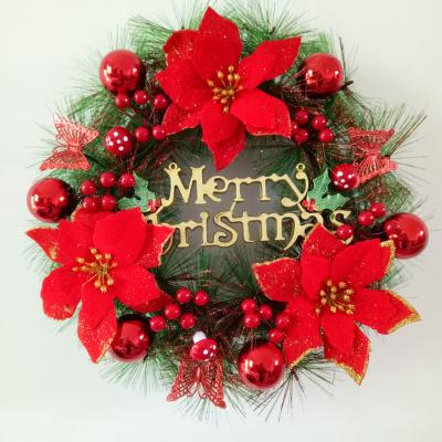 China Wholesale Hot Sale Golden Red Flowers Front Entrance Christmas Christmas Wreath for sale