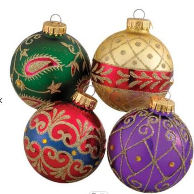 China Christmas Tree Ball Ornaments 8cm Artificial Stained Glass Christmas Tree Ball Shatterproof Ornaments Celebration Party Wholesale Holiday Decoration Factory for sale