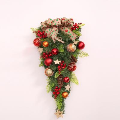 China Plastic Christmas Two Color Pine Decoration Double Headed Christmas Pine Cone Pendant for sale