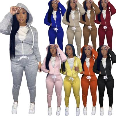 China Anti-pilling New Fashion Autumn Women's Clothing Short Zip Top Sports Tracksuits 2 Pieces Set Women Pants Two Piece Set for sale