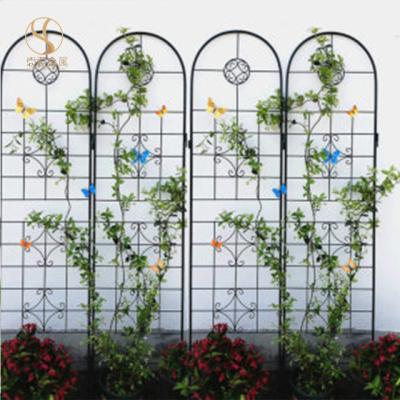 China Easily Assembled Rustproof Black Garden Decorative Folding Metal Iron Trellis Fencing Trellis Rose Support Climbing Plant Garden Trellis for sale