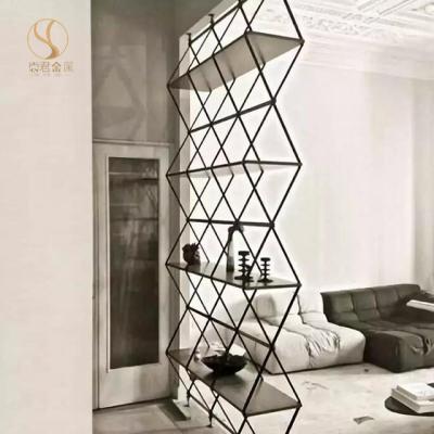 China Easily Assembled Metal Stainless Steel Storage Screen Modern Decoration Full Size Room Dividers For Living Room for sale