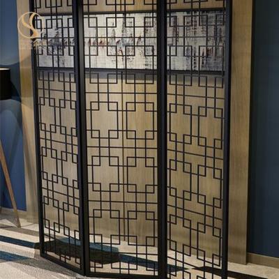 China Custom Movable Movable Living Room Divider Partition Wrought Iron Decorative Screen Panel Easily Assembled for sale