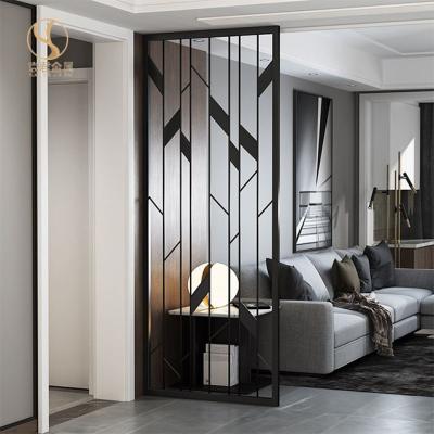 China Newest Easily Assembled Custom Nordic Industrial Style Metal Iron Screen Decoration Black Divider Partition Panel for sale