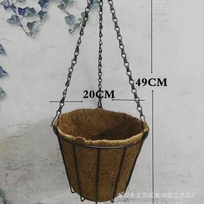 China Modern Plant Sales 10 Inch Round Iron Plant Fiber Material Flower Baskets Plant Cocos Liner Hanging Pots for sale