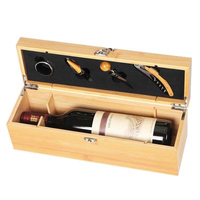 China Cheap Wholesale Decorative Accessories Packaging Premium Red Wine Opener Set Bamboo Wooden Gift Box Luxury For China Wine Bottles for sale