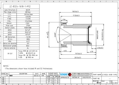 China 6mm Focal Length 2/3MP HD ADAS Camera Lens Wide-Angle Fisheye Lens Ø8.9 Max Image Height zu verkaufen