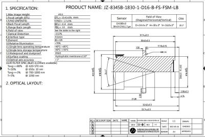 China Max Image Height Ø9.6 Automotive Lens with Sensor Pixels 2.1цm Wide Angle ADAS Camera Lens zu verkaufen