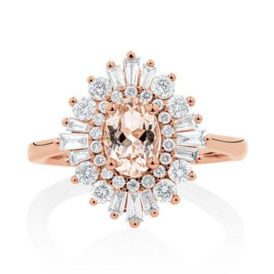 China FASHIONABLE Luxury Gemstone Ring Morganite CZ Cubic Zirconia Jewelry Engagement Ring 925 Sterling Silver for sale