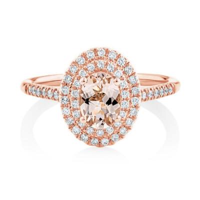 China FASHIONABLE Luxury Silver Cubic Zirconia Halo Jewelry Morganite CZ Engagement Ring 925 Sterling Double for sale