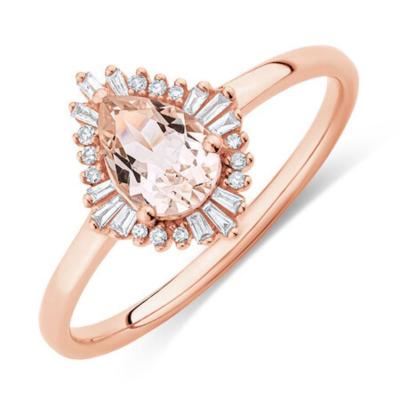 China TRENDY 925 Sterling Silver Pear Cut Luxury Cubic Zirconia Gemstone Jewelry Morganite CZ Woman Engagement Ring for sale