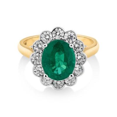 China TRENDY Popular Style 925 Sterling Silver Plating Yellow Ring Flower Shape Green Zircon Ring for sale