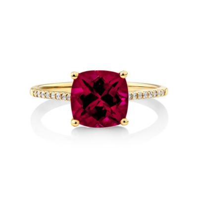 China FASHIONABLE Contracted Style 925 Sterling Silver Plating Yellow Cushion Cut Red Cubic Zirconia Ring Women Jewelry Custom for sale