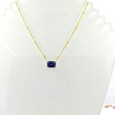 China New Vintage Design Fashionable Sapphire Necklace Sterling Silver Luxury Gold Plated Necklace for sale