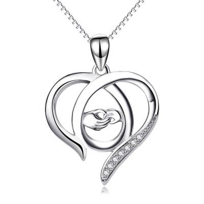 China Wholesale Ethnic Jewelry Product 925 Sterling Silver Mother's Day Heart Shape Pendant for sale