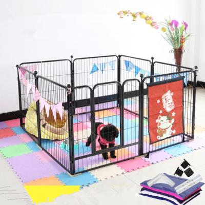 China Wholesale Collapsible Metal Dog Fence Pet Cage Fence Indoor Pet Dog Playpen Barrier Easily Assembled Playpen Barrier for sale