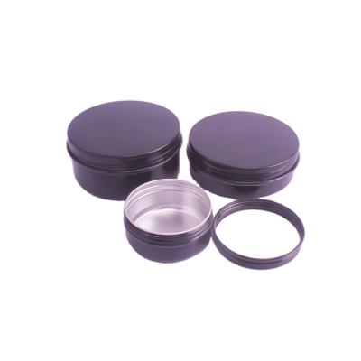 China Cosmetic action! wholesale 30ml 50ml 100ml 150ml Round Car Hair Wax Tea Cosmetics Black Aluminum Metal Matte Black Aluminum Jar Jar Canister Box for sale