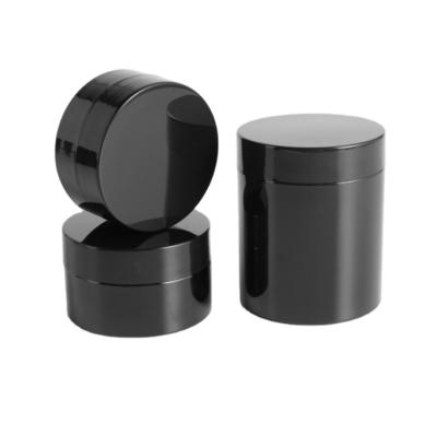 China 250ml 500ml Cosmetic Plastic Black PET Container Cosmetic Jar With Black Lid for sale