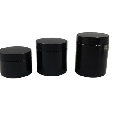 China Wholesale Black Cosmetic Wide PET Mouth 2oz 3oz 4oz 5oz 6oz 8oz 16oz Plastic Jars With Lids For Food Storage Cosmetic Packaging Container for sale