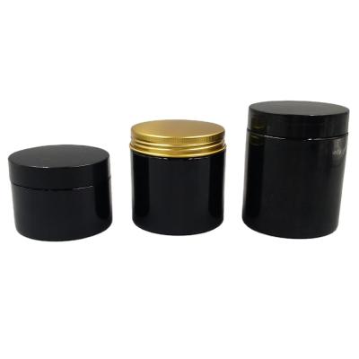 China Wholesale Black Cosmetic Wide PET Mouth 2oz 3oz 4oz 5oz 6oz 8oz 16oz Plastic Jars With Lids For Food Storage Cosmetic Packaging Container for sale