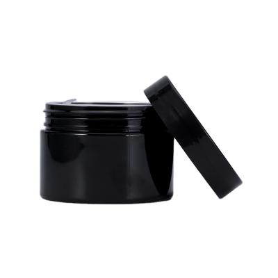 China Custom Plastic 16Oz Black Plastic Cosmetic Jar Container With Black Lid for sale