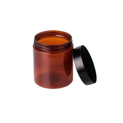 China 100ml 120ml 150ml 200ml 250g 3oz 40oz 5oz 8oz Color Cosmetic Amber Brown PET Body Butter Cream Plastic Jar For Food Packaging for sale