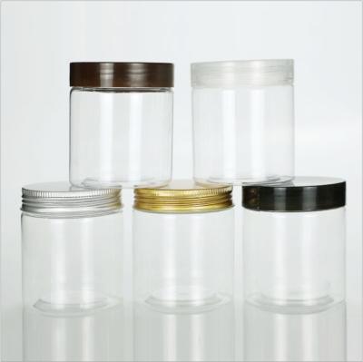 China Popular 8oz Transparent Plastic Spice Jars With Black Lid for sale