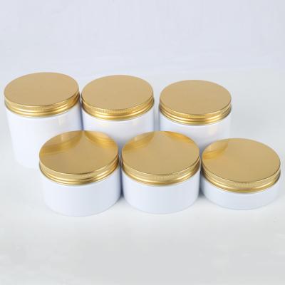 China Popular White Plastic Amber Pet Cosmetic Cream Jar Container With Golden Lid for sale