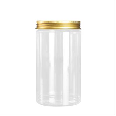 China Popular Clear Dry Fruit PET Plastic Food Candy Jar With Aluminum/Plastic Lid for sale