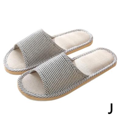 China Hot Sale Mules Indoor Floor Flat Shoes Hard Unique Canvas Flip Flops Stripe Home Slippers for sale