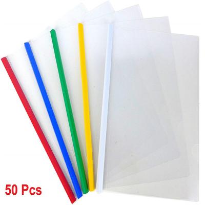 China Eco-friendly Wholesale A4 Report Book Folder Covers Sliding Bar Clipbar Presentation Slidebinder Office Folders for sale