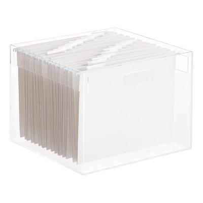 China Durable Custom Logo Clear Versatile Stacking Acrylic Folder Hanging Box, Customized Acrylic Paper Case For Office for sale