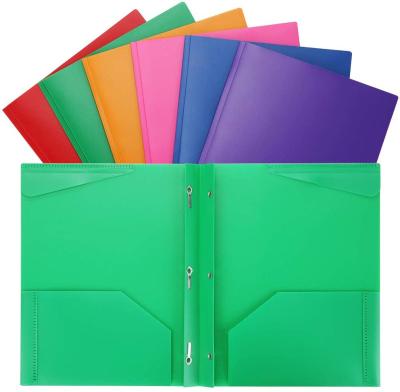 China Office/School Poly PP Paper Size File Folder 2 Pockets Document Holder Folder With 3 Prongs for sale